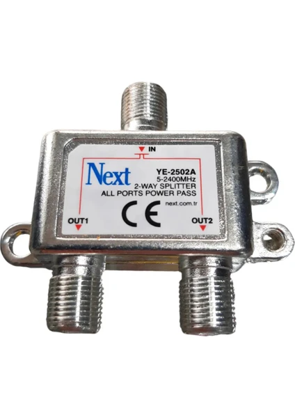 2'li 1/2 Tv Splitter Anten Çoklayıcı Uydu Bölücü Dağıtıcı NEXTYE-2502A 2 Çıkışlı 5-2400 Mhz