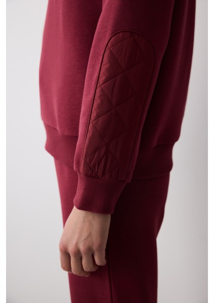 Bordo Yarım Fermuarlı Maura Sweatshirt - Saude Koleksiyonu