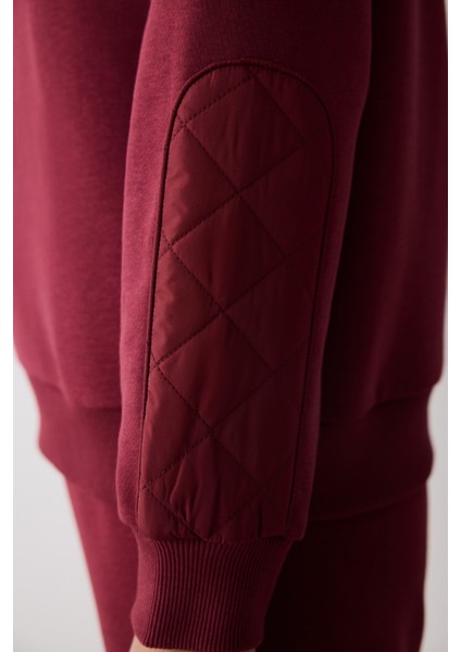 Bordo Yarım Fermuarlı Maura Sweatshirt - Saude Koleksiyonu