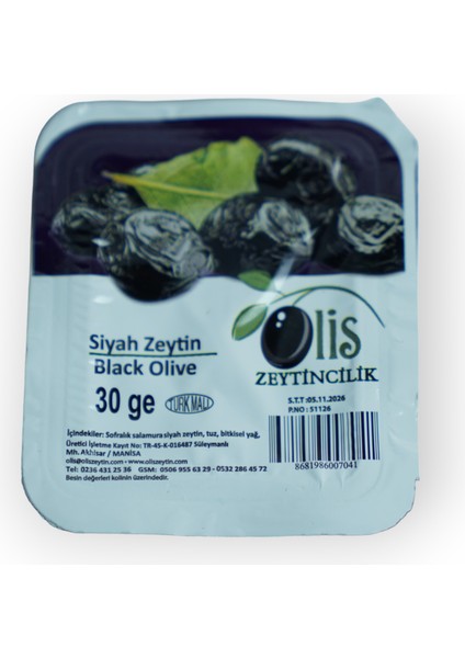 Kahvaltılık Siyah Paket Zeytin Piknik 30 gr x 27 Adet Vakumlu Ambalaj