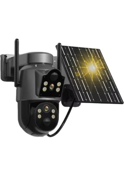 Çift Kameralı Wifi Solar Mini Ptz Kamera Icsee Xmeye Yazılım (Sim Kartlı Değildir)