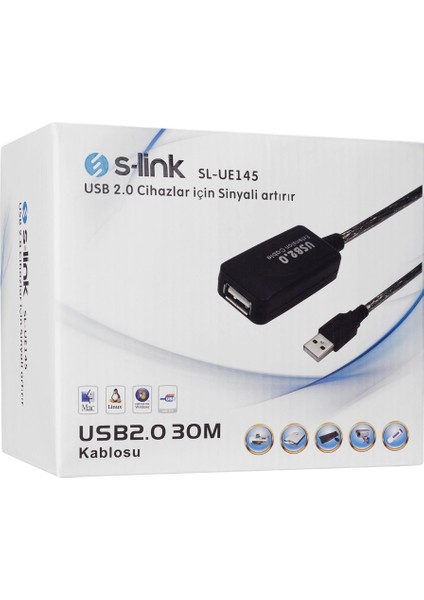 S-Lınk SL-UE145, Güçlendirilmiş USB Uzatma Kablosu 30 Metre