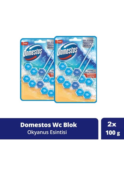 Wc Blok 5'li Güç Tuvalet Bloğu Okyanus Ferahlığı Maksimum Hijyen 100 gr x 2 Adet