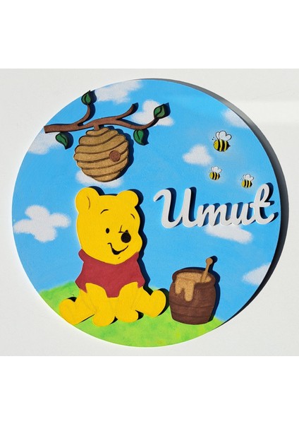 Winnie The Pooh Temalı Isme Özel Bebek Kapı Süsü