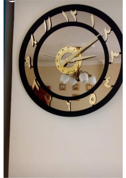 50 cm Yuvarlak Bronz Gold Ayna Saat, Arapça Rakamlı, Şık ve Zarif Tasarım fiyatları