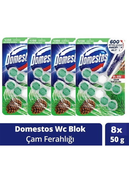 Wc Blok 5'li Güç Tuvalet Bloğu Çam Ferahlığı Maksimum Hijyen 100 gr x 4 Adet