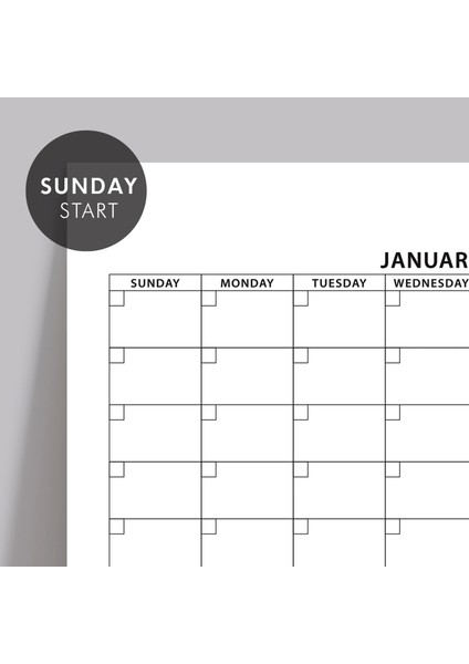 Amerikan Standardı Zamansız Yıllık Planlayıcı Takvim, Pazar Günü Başlangıçlı, Sürekli Takvim, Tarihsiz Yıllık Planlayıcı Duvar Takvimi, Zamansız Takvim modelleri