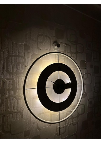 Metal Camlı Duvar Saati (60 x 80 cm Büyük Boy) Işıklı Gerçek Cam Duvar Saati Modern Tasarım