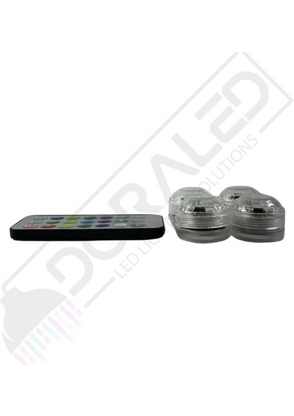 Sualtı Kumandalı - Pilli Rgb Nargile LED Işığı Su Geçirmez 4led+1kumanda