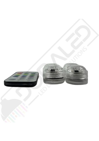 Sualtı Kumandalı - Pilli Rgb Nargile LED Işığı Su Geçirmez 4led+1kumanda