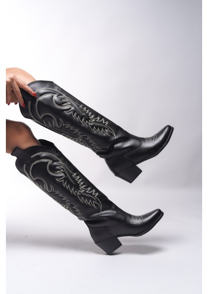 Zreidira Kadın Nakışlı Western Çizme 001290