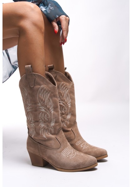 Ihiovana Kadın Nakışlı Western Çizme - 001288