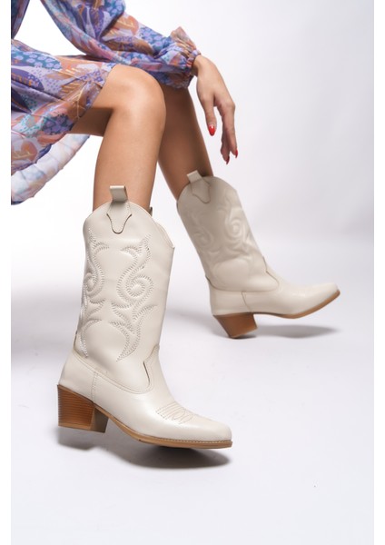 Beicilia Kadın Nakışlı Western Çizme 001288 fırsatları
