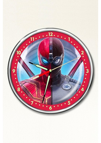 Premium Gece Parlayan Örümcek Adam Çocuk Odası Duvar Saati