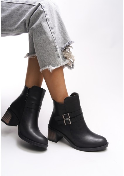 Khourzith Kadın Çift Tokalı Topuklu Bot 0012502 fiyatları
