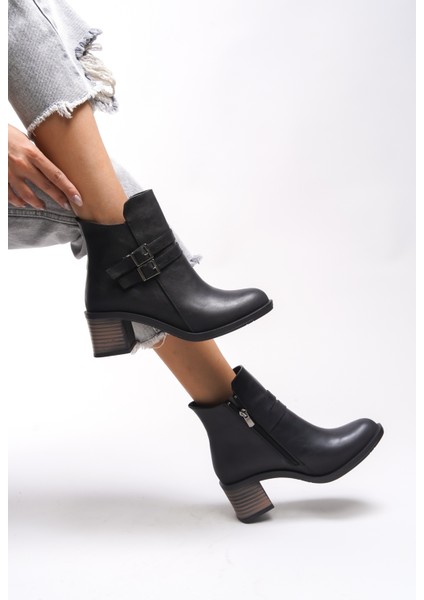 Khourzith Kadın Çift Tokalı Topuklu Bot 0012502 indirimleri