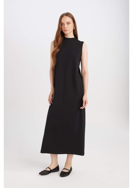 Regular Fit Yarım Balıkçı Yaka Basic Düz Kolsuz Maxi Elbise D4898AX24WN fiyatları