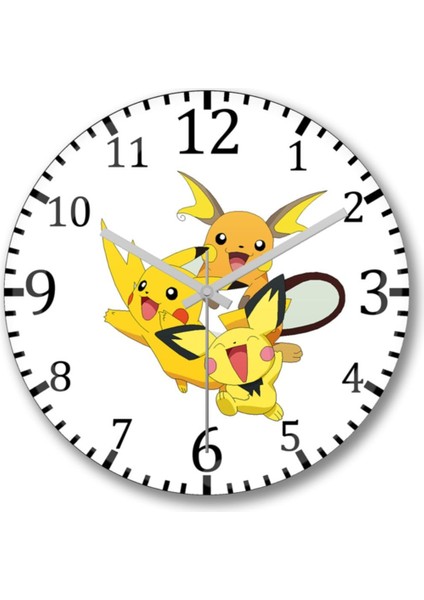 Pokemon Go temalı şık ve modern cam duvar saati, beyaz renk, retro stil, plastik materyal