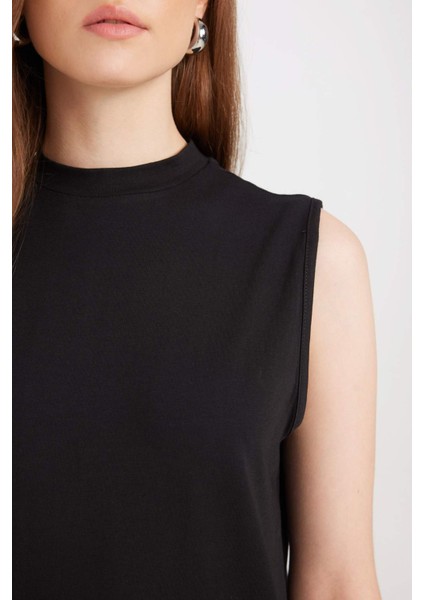 Regular Fit Yarım Balıkçı Yaka Basic Düz Kolsuz Maxi Elbise D4898AX24WN modelleri