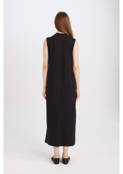 Regular Fit Yarım Balıkçı Yaka Basic Düz Kolsuz Maxi Elbise D4898AX24WN fırsatları
