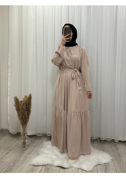 Üç Katlı Medine Ipeği Ferace Elbise