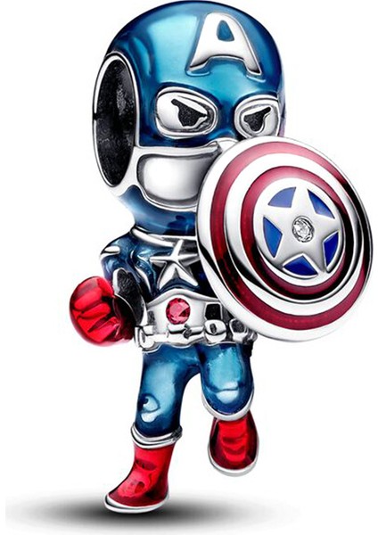 Marvel The Avengers Captain America Charm / Gümüş Kaplama