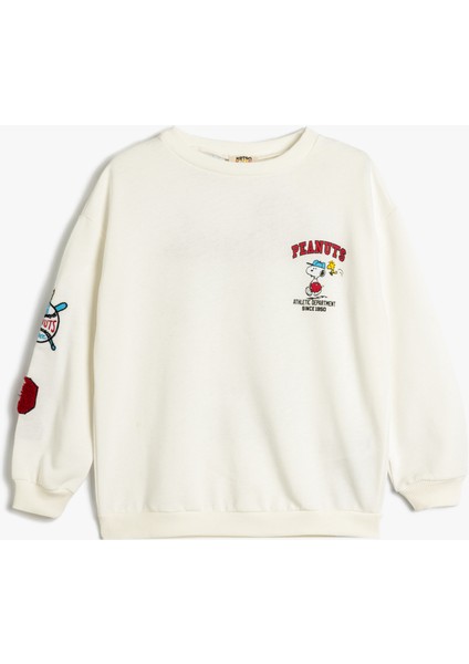 Snoopy Sweatshirt Lisanslı Uzun Kollu Bisiklet Yaka
