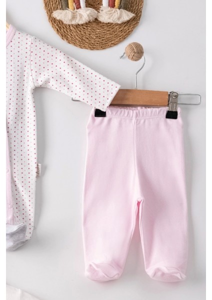 Kelebek Nakışlı Tulumlu % 100 Pamuk Kız Bebek 5'li Set fiyatları
