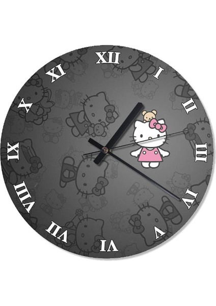 30 cm Alice Temalı Yuvarlak Modern Duvar Saati, Beyaz Renk