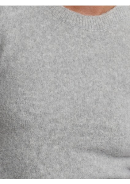 10651 Bisiklet Yaka Yumuşak Dokulu Kısa Kol Triko Kazak-Gri fırsatları