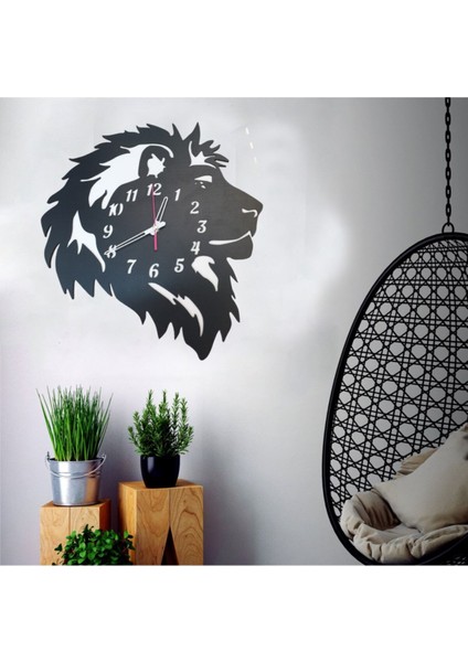 Modern siyah-beyaz ahşap lazer kesim duvar saati, 50x50 cm, şık tasarım