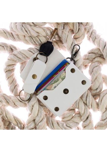 Buz Beyaz Renk Deri Kancalı Bozuk Para Cüzdan Seti, Özel Günler Için En Iyi Hediye fiyatları