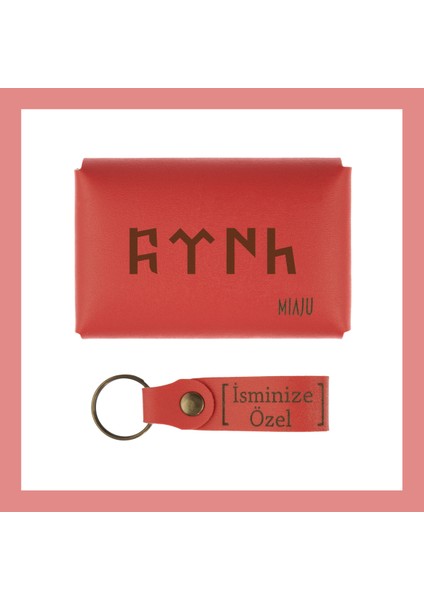 Nar Çiçeği, Göktürkçe Türk Yazılı, Ismine Özel Cüzdan Ve Anahtarlık Seti, Herkese Hediyelik Şık Anı fiyatları