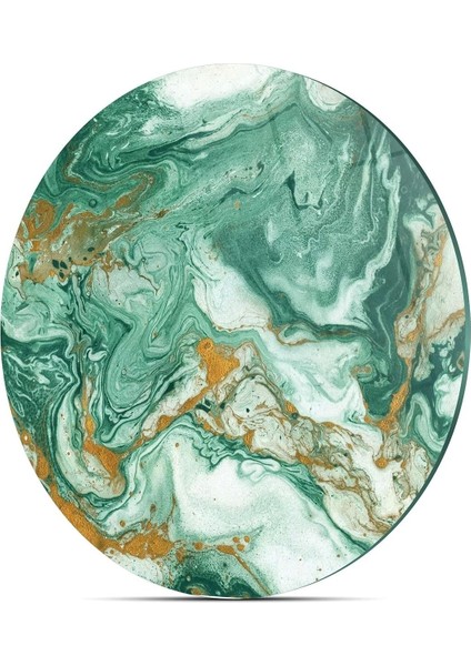 Cam Kesme Tahtası Yuvarlak Yeşil Gold Mermer Desenli fırsatları