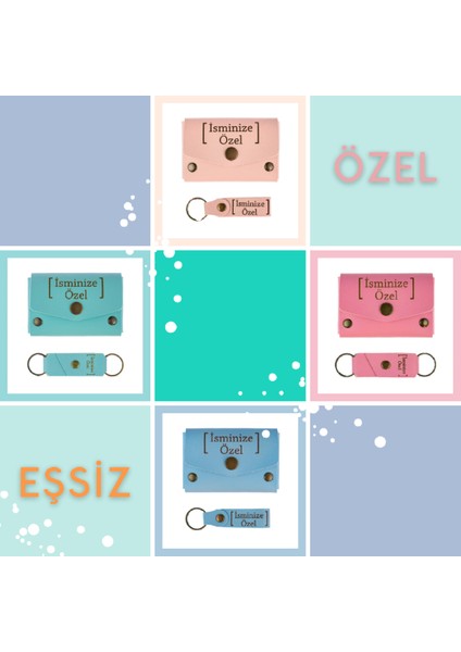 Pembe Renk, I Love You Sevenler Için, Isme Özel Cüzdan ve Anahtarlık Set, Efsane Hatıra Set