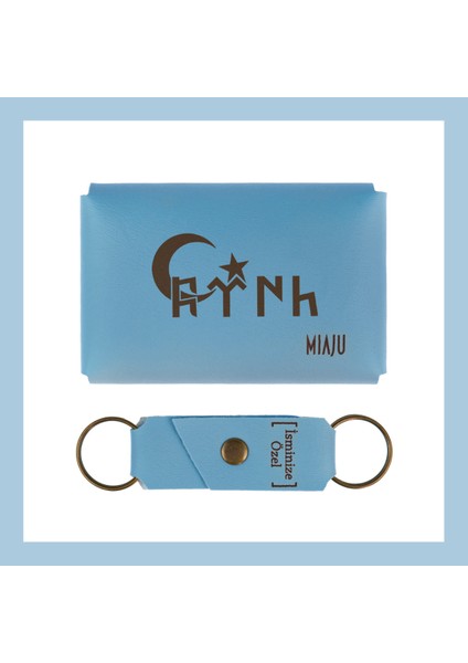 Açık Mavi, Türk Ve Ayyıldız Desenli, İsme Özel, Cüzdan Ve Anahtarlık Set, Hediyelik Anı, Armağan fiyatları