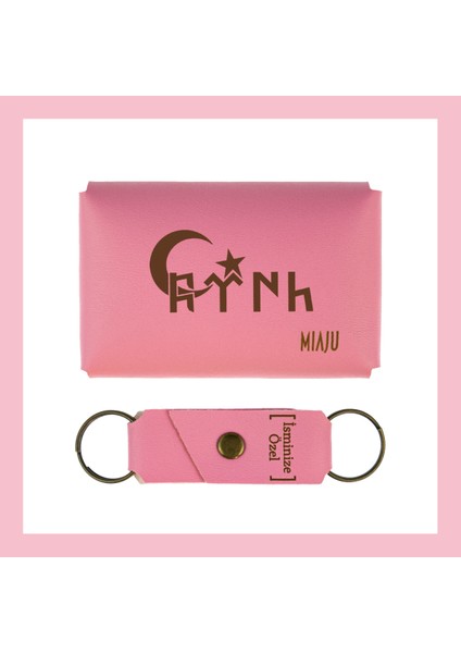 Pembe Renk, Göktürkçe Türk Yazılı, Isme Özel Cüzdan ve Anahtarlık Set, Arkadaşa Çok Değerli Hediye fiyatları