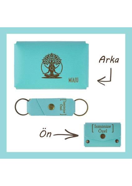 Turkuaz, Hayat Ağacı, İsme Özel Cüzdan Ve Anahtarlık Takımı, Enerjiyi Hissetmek İsteyenlere Hediye