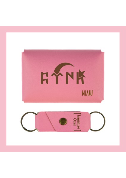 Pembe Renk, Türk Yazılı, Isme Özel Kişiselleştirilebilir Cüzdan ve Anahtarlık Set, Arkadaşa Hediye fiyatları