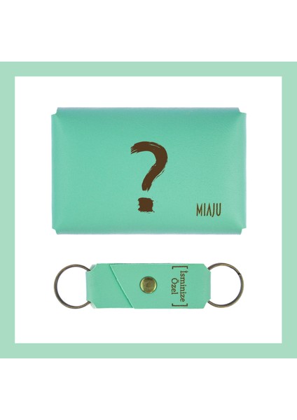 Açık Yeşil, Soru İşareti Desenli, İsme Özel, Cüzdan Ve Anahtarlık Set, Arkadaşa Hediye Aksesuar fiyatları