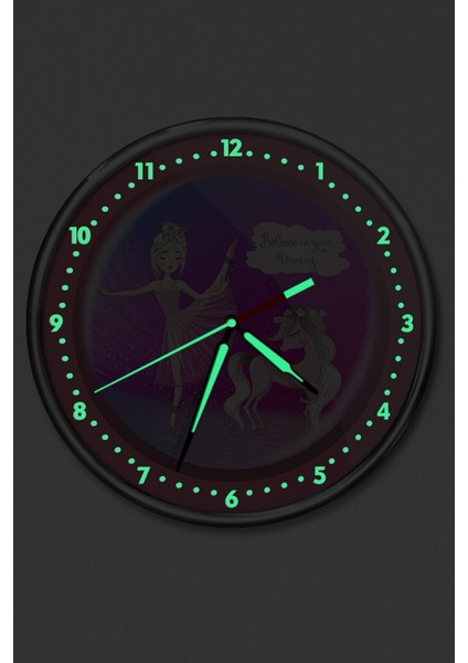 Premium Gece Parlayan Balerin Çocuk Odası Duvar Saati fiyatları