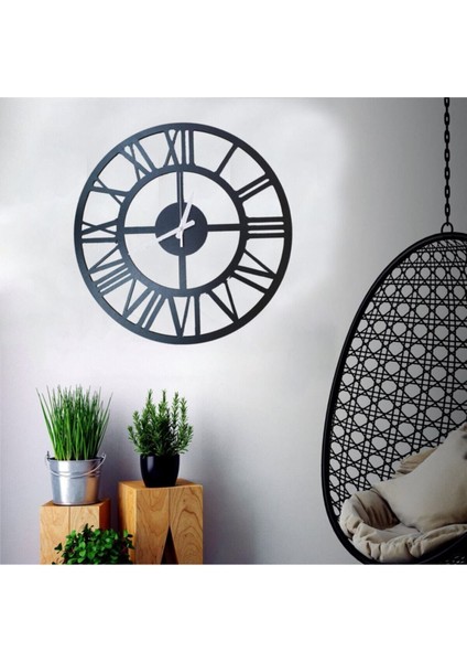 Dekoratif Lazer Kesim Desenli Ahşap Duvar Saati