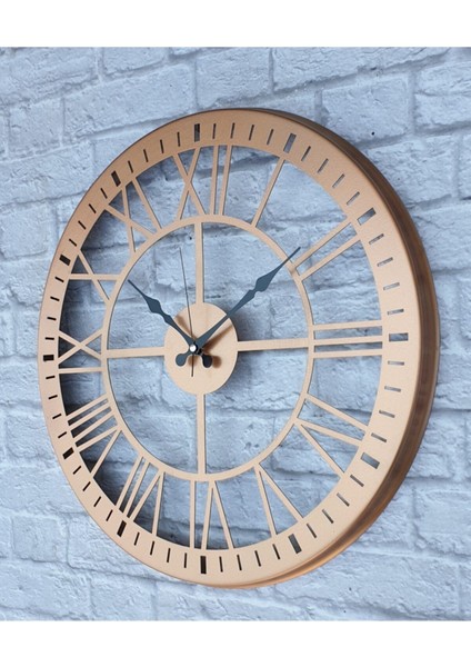 Bakır Renkli Metal Duvar Saati Çap 50 cm