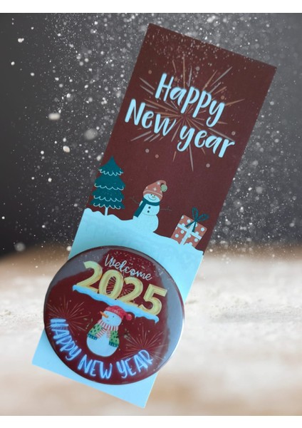 Happy New Year New Year New Me Mesajlı Yılbaşı Hediyesi Açacaklı Buzdolabı Magneti ve Kitap Ayracı 05