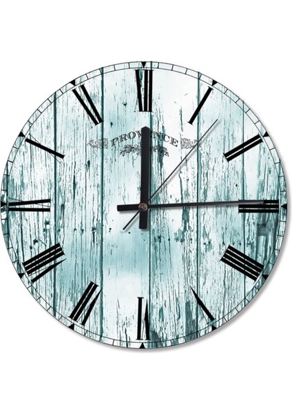 30 cm çapında modern mavi ahşap duvar saati, şık ve zarif tasarım