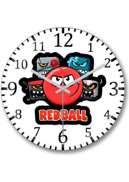 Red Ball 4 The Crew Adesivo Duvar Saati Bombeli Gercek Cam