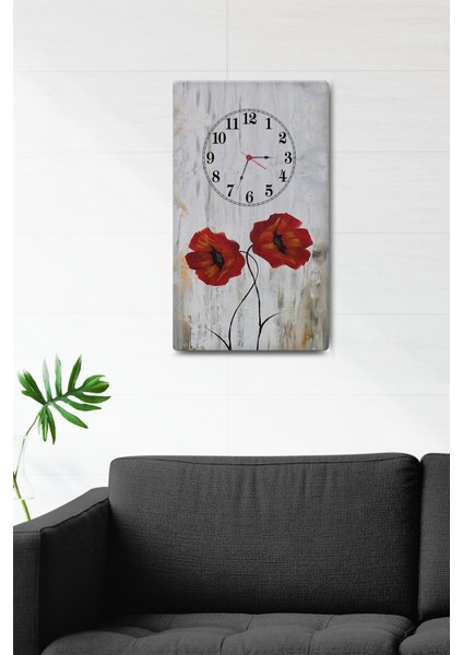 Gelincik Temalı | Dekoratif Cam Duvar Saati