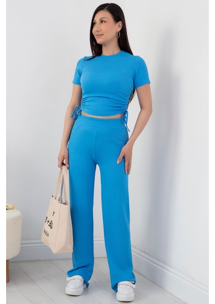 Yan Büzgülü Crop Ikili Takım 6775