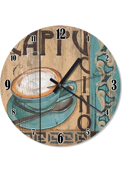 30 cm çapında beyaz yuvarlak şık duvar saati, cappuccino tasarımıyla evinize tarz katın