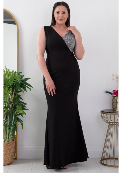 13356 Pul Detaylı V Yaka Uzun Elbise indirimleri